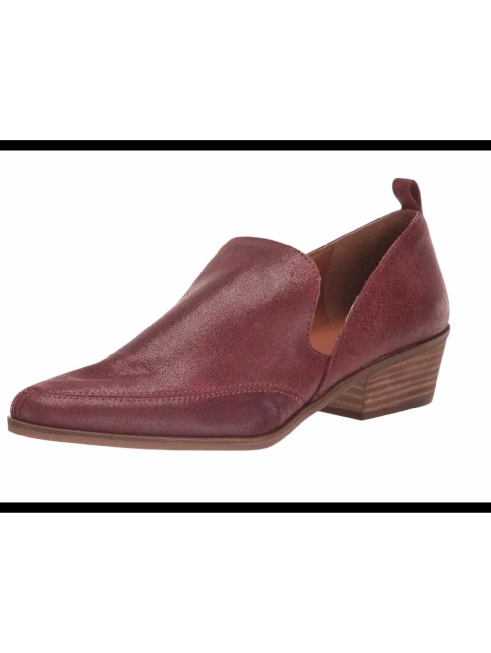 Lucky Brand Mahzan Leather Slip On Stack Heel Loafer Bootie Wine Red Size 8.5